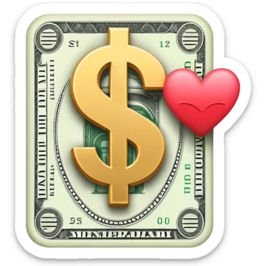 Prepare the Emoji of dollar with rectangle shape and prepare heart inside of it by prepare the heart emoji to the word Mimi


 sticker
