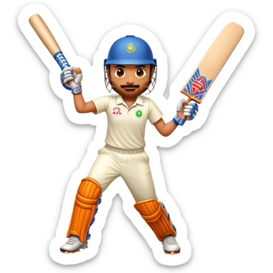 Cinematic Realistic Cricket Pop Culture Emoji, depicted with a dynamic, action‚Äêpacked scene capturing the spirit of India's beloved sport rendered with vibrant textures and energetic lighting. sticker
