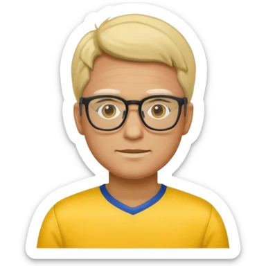 a glasses man with yellow jersey sticker