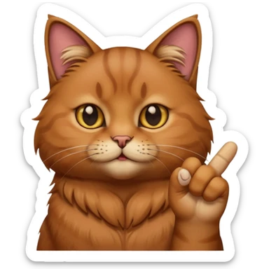 Brown cat with middle finger sticker