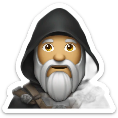 man Witch in black, face covered, dressed in old viking clothes sticker