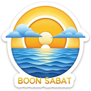 sunset slowly blue and yellow with words :" bon sabbat" sticker
