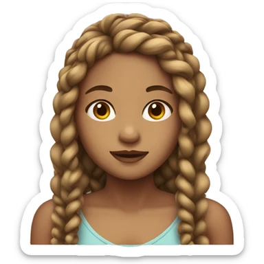 girl with long braids with curls sticker