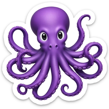 octopus with tentacles extended in dynamic pose, apple style emoji sticker