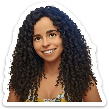 smiling girl with curly hair sticker