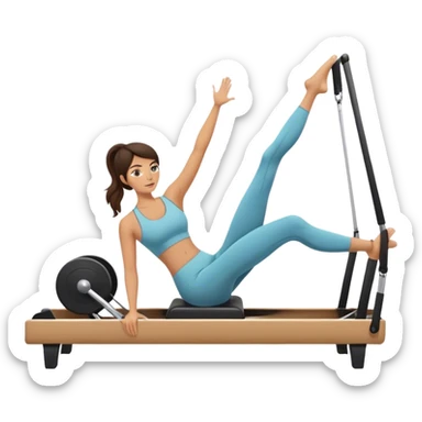 brunette doing reformer pilates sticker
