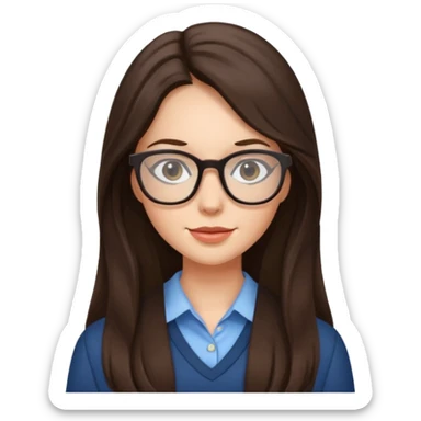 Pretty brunette long haired woman with glasses sticker