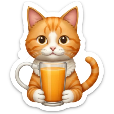 Cat holding cup of mixed orange juice and coffee sticker