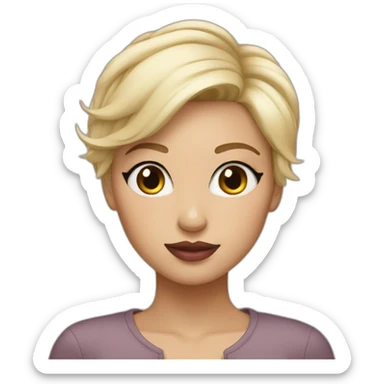 Blonde girl with short hair and dusty pink lips sticker