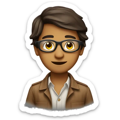 A boy with goggles and look smart and like Indian style but educated background is thar sticker