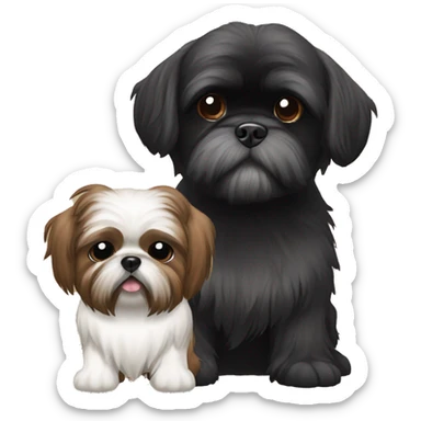 Brown shih tzu and black shih tzu sticker