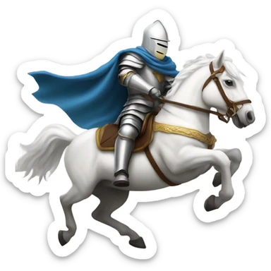 White knight on a horse charging sticker