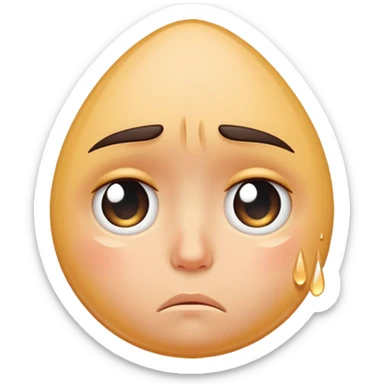 face with big teardrops, sad but cute sticker