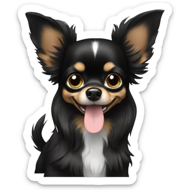 Long haired Black Chihuahua giving peace sign sticker