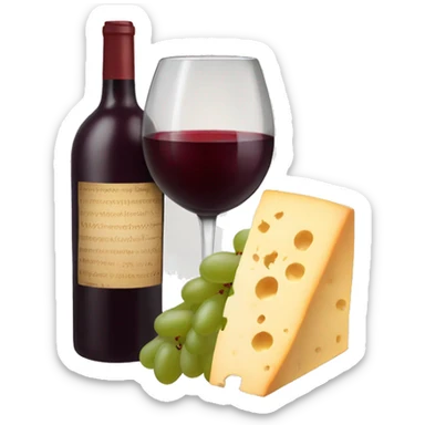 Red wine, cheese and grapes sticker