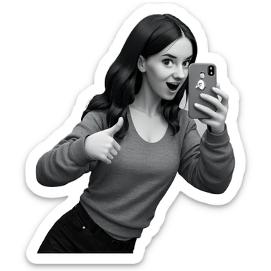girl taking monochrome selfie sticker