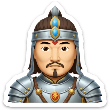 portrait of Genghis Khan in armor rotated 45 degrees to the right sticker
