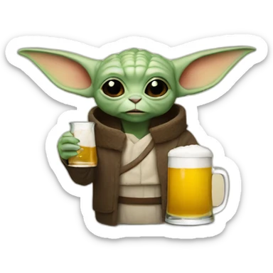 Grogu Star wars drinking a beer sticker