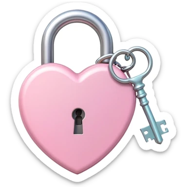 Pastel heart-shaped lock and key sticker