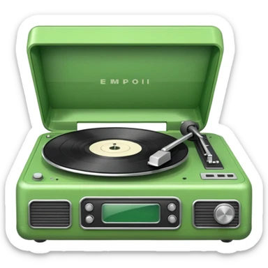 green record player sticker