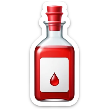 dnd item icon, red health potion squared shape bottle short in height and 'front view sticker