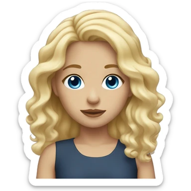  girl with blue eyes and wavy blonde hair  sticker