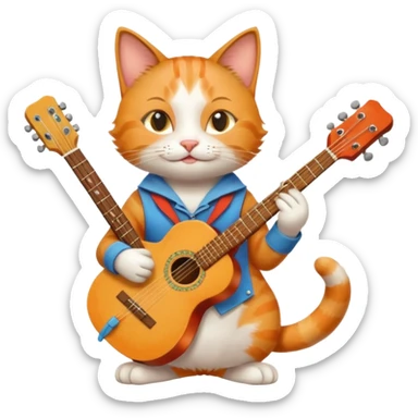 one happy cat dressed as a musician in love with another happy cat dressed as an artist sticker