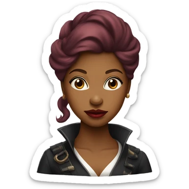 Three Musketeers black woman smooth long red hair big lips sticker