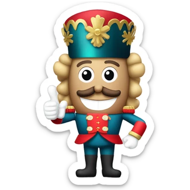 Nutcracker with a thumbs up sticker