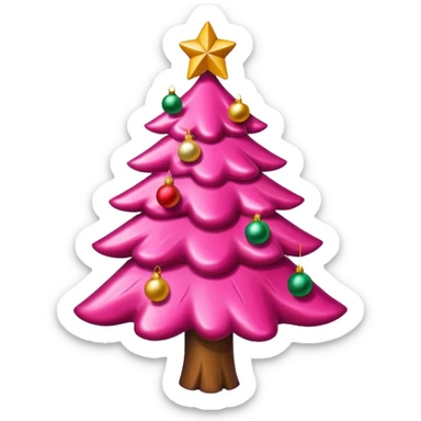 Crea un arbol de navidad en color rosa que parezca de caramelo sticker