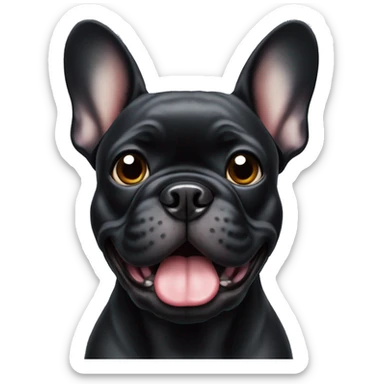 Black frenchbulldog with Cute Face and the Right ear down sticker