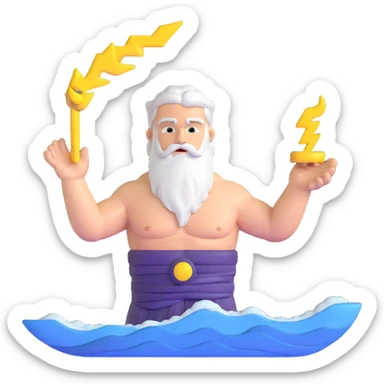 Zeus with lightning and a wave sticker