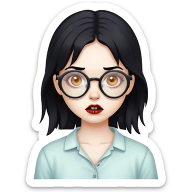 zombie girl with round glasses and black hair sticker