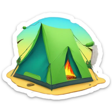 420 psychedelic cartoon Camping, pine trees, thick lines sticker