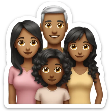 Family of 3; MOM IS A TAN SKIN GIRL, with LONG WAVY BLACK HAIR and BANGS; DAD IS A LIGHT BROWN SKIN BOY, with SHORT STRAIGHT BLACK HAIR; YOUNG GIRL IS A TAN SKIN GIRL, with LONG BROWN CURLY HAIR sticker