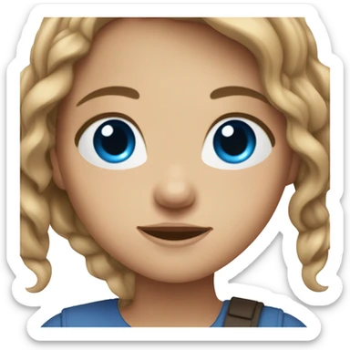 Girl with brown beige hair and blue eyes on laptop sticker