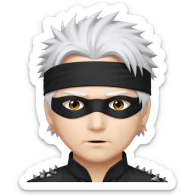 Gojo saturo with spiky hair and blind fold sticker