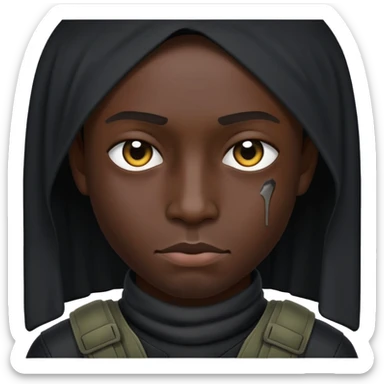 wounded soldier black skinned with black clothes sticker