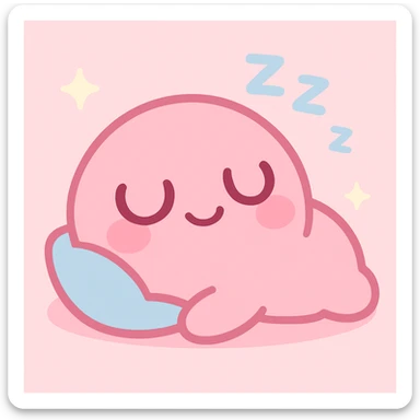 kawaii style pink character sleeping with a silly expression sticker
