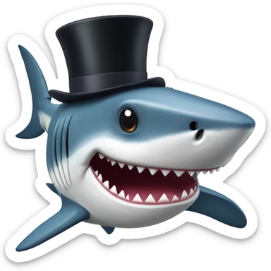 Shark with a top hat sticker