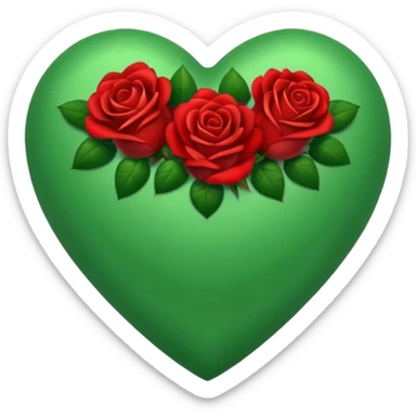 Green Heart with roses sticker