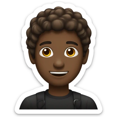 Un chico de 14 años de pelo negro y ojos cafes todo vestido de negro sticker