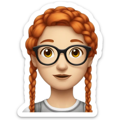 Redhead emo Artist painter girl with a plait and very large round glasses sticker