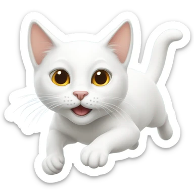 white cat flying sticker
