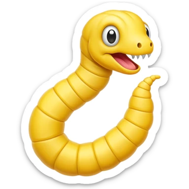 Yellow worm with a weird head sticker