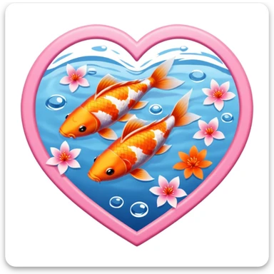 sakura heart with a koi pond sticker