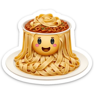 Cinematic Realistic Tagliatelle al Rag√π Dish Emoji, showcasing hand‚Äêcut pasta enveloped in a rich, slow‚Äêcooked meat sauce rendered with detailed textures and hearty, inviting lighting. sticker