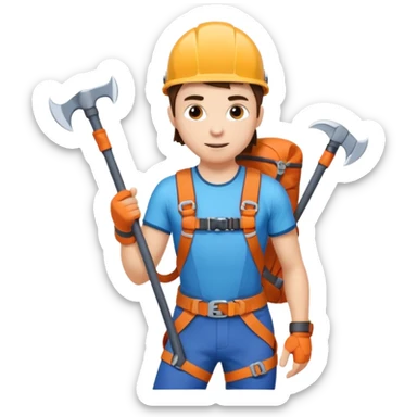 lead climber with ice axe sticker