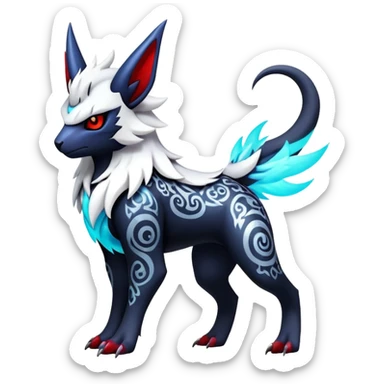 Shiny Colorful Gothic Exotic Badass Cool Absol-Zangoose-Pokémon-Fakémon-hybrid-creature (full body) sticker