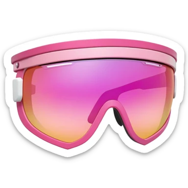 sporty pink shield visor sunglasses with thick layered frame, multi-level chunky design, substantial build, one-piece lens with color gradient sticker
